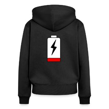 Batteries empty - Women's Premium Organic Zip Hoodie - black - Back - Julia (174cm)