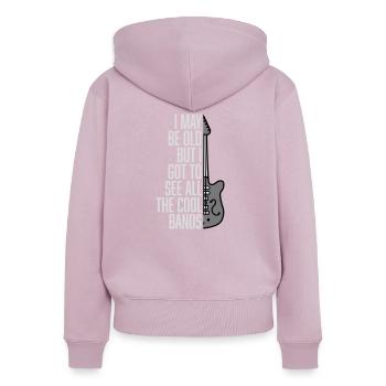 Je suis peut-être vieux - Sweat à capuche zippé Premium bio Femme - rose poudré - Dos - Julia (174cm)