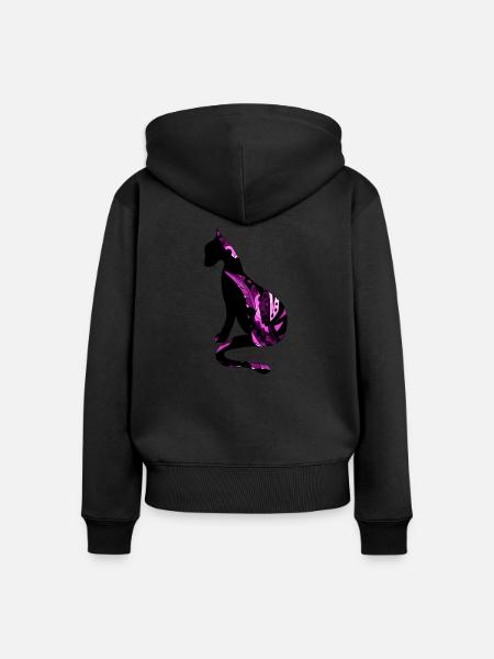 Katze - Frauen Premium Bio Zip Hoodie - Schwarz