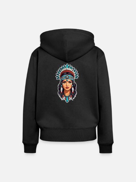 Indianer - Indianer - USA - Frauen Premium Bio Zip Hoodie - Schwarz