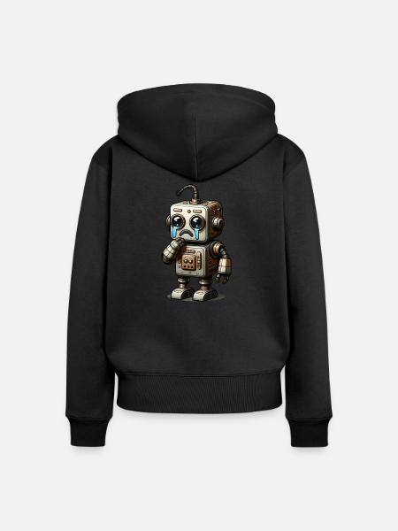 Alter Retro-Roboter - Frauen Premium Bio Zip Hoodie - Schwarz