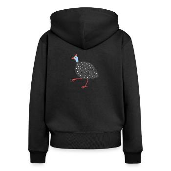 Perlhuhn 3 - Frauen Premium Bio Zip Hoodie - Schwarz - Hinten - Julia (174cm)