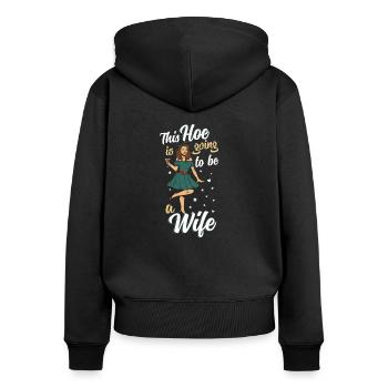 Hochzeit Braut - Frauen Premium Bio Zip Hoodie - Schwarz - Hinten - Julia (174cm)