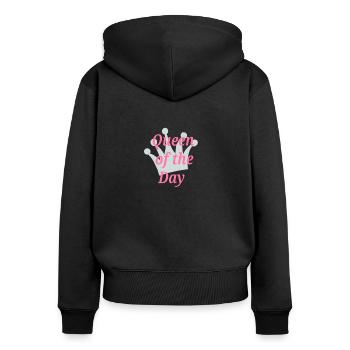 Queen of the day Krone Frau Woman - Frauen Premium Bio Zip Hoodie - Schwarz - Hinten - Julia (174cm)