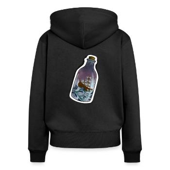 navire bouteille mer autocollants marins voilier - Sweat à capuche zippé Premium bio Femme - noir - Dos - Julia (174cm)