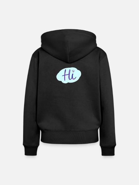 Hi - Frauen Premium Bio Zip Hoodie - Schwarz