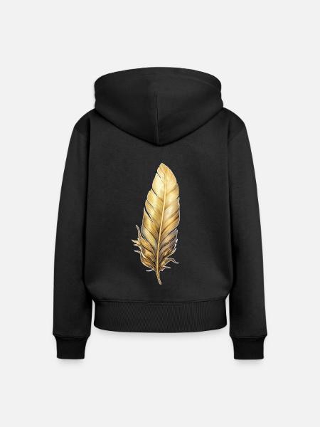 Golden Federn - Frauen Premium Bio Zip Hoodie - Schwarz