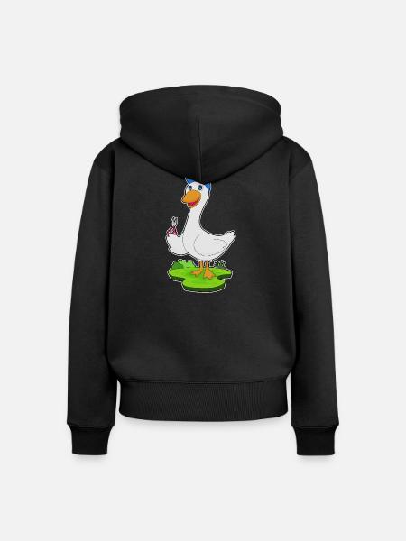 Ente Friseur Schere - Frauen Premium Bio Zip Hoodie - Schwarz