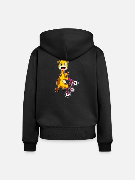 Giraffe Fahrrad - Frauen Premium Bio Zip Hoodie - Schwarz