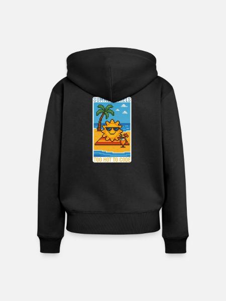 Sunny Pixels & Chill - Frauen Premium Bio Zip Hoodie - Schwarz