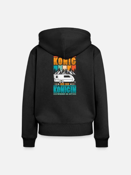 Camper Camping Wohnwagen Spruch - Frauen Premium Bio Zip Hoodie - Schwarz