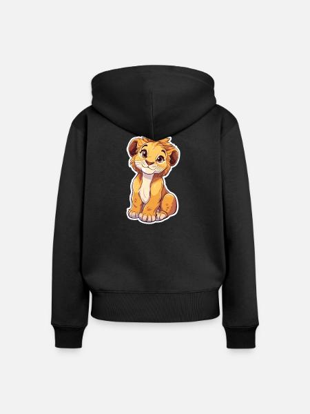 Löwe - Frauen Premium Bio Zip Hoodie - Schwarz