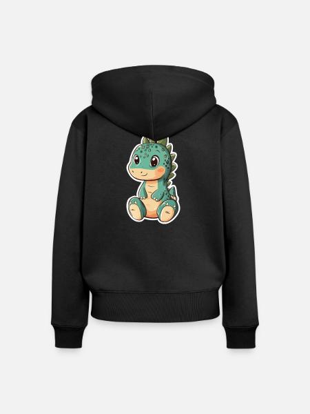 Dinosaurier - Frauen Premium Bio Zip Hoodie - Schwarz