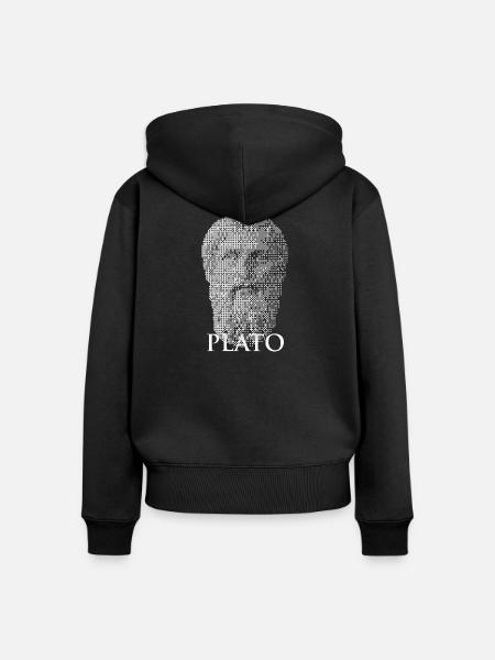 Platons Halbtonporträt - Frauen Premium Bio Zip Hoodie - Schwarz