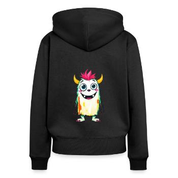 Colorful Monster Art - Cute & Playful Character - Women's Premium Organic Zip Hoodie - black - Back - Julia (174cm)