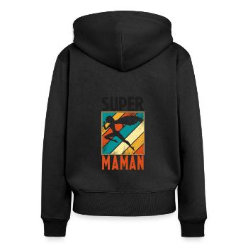 super MAMAN - Sweat à capuche zippé Premium bio Femme - noir - Dos - Julia (174cm)