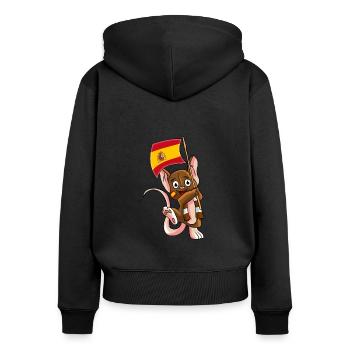 Espagne Fan Mouse - Sweat à capuche zippé Premium bio Femme - noir - Dos - Julia (174cm)
