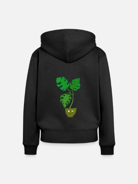 Monstera verärgert - Frauen Premium Bio Zip Hoodie - Schwarz