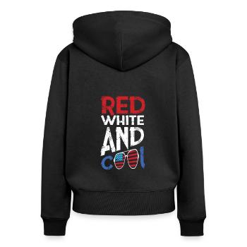 Red White And Cool Amerika 4. Juli Feier - Frauen Premium Bio Zip Hoodie - Schwarz - Hinten - Julia (174cm)