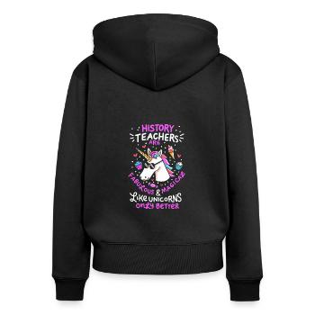 Professeur d’histoire École Histoire Professeur Cadeau - Sweat à capuche zippé Premium bio Femme - noir - Dos - Julia (174cm)