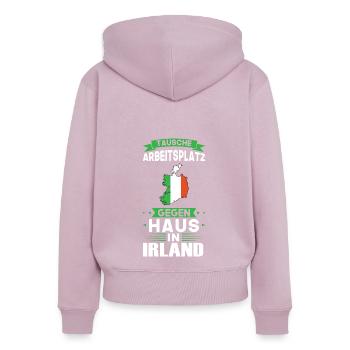 Irland Flagge Irisch Geschenk - Frauen Premium Bio Zip Hoodie - Altrosa - Hinten - Julia (174cm)