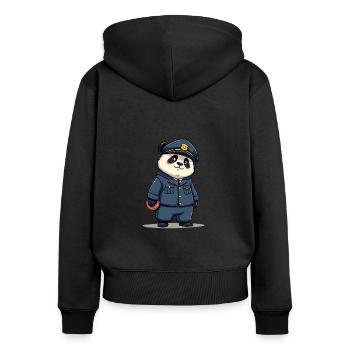Officer Paws: Panda Police Squad - Frauen Premium Bio Zip Hoodie - Schwarz - Hinten - Julia (174cm)
