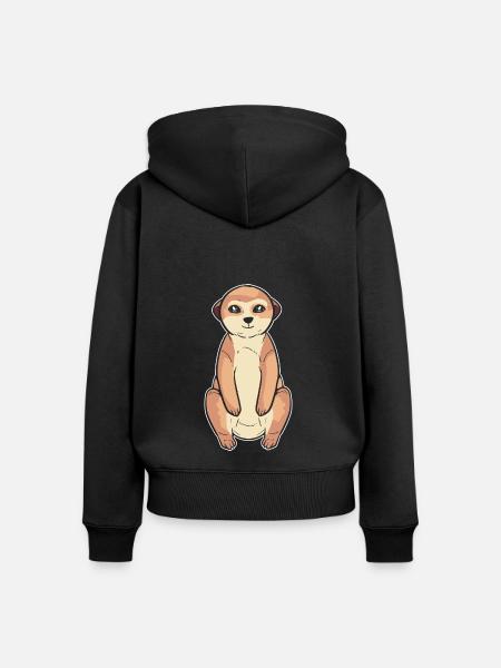Erdmännchen - Frauen Premium Bio Zip Hoodie - Schwarz