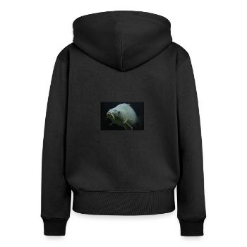 la pêche carpe - Frauen Premium Bio Zip Hoodie - Schwarz - Hinten - Julia (174cm)