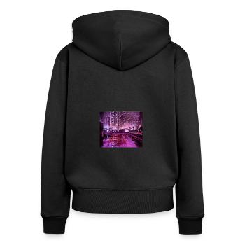 Futuristic City - Women's Premium Organic Zip Hoodie - black - Back - Julia (174cm)