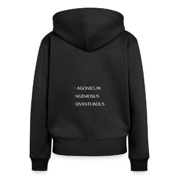 Mia - Frauen Premium Bio Zip Hoodie - Schwarz - Hinten - Julia (174cm)