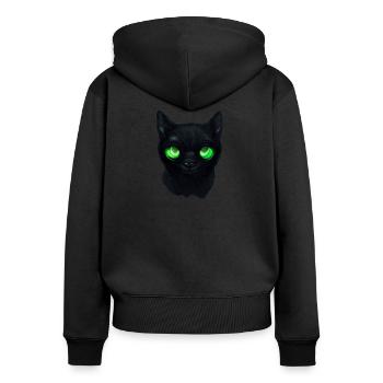 Black cat with green eyes - Women's Premium Organic Zip Hoodie - black - Back - Julia (174cm)