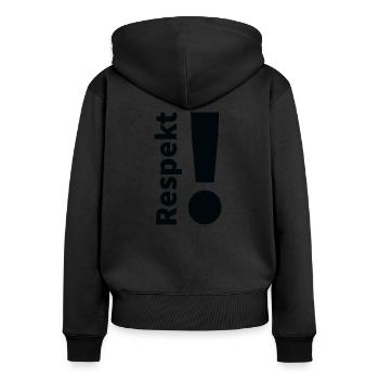Respekt! - Frauen Premium Bio Zip Hoodie - Schwarz - Hinten - Julia (174cm)