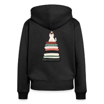 T-shirt douillet pour chat sapin de Noël – Festif et mignon - Sweat à capuche zippé Premium bio Femme - noir - Dos - Julia (174cm)