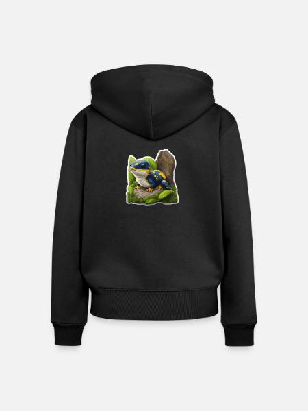 Kleiner Salamander - Frauen Premium Bio Zip Hoodie - Schwarz