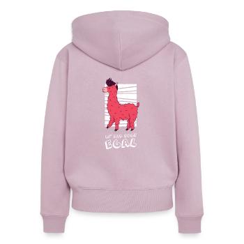Lama 'Is mir doch egal" - Frauen Premium Bio Zip Hoodie - Altrosa - Hinten - Julia (174cm)