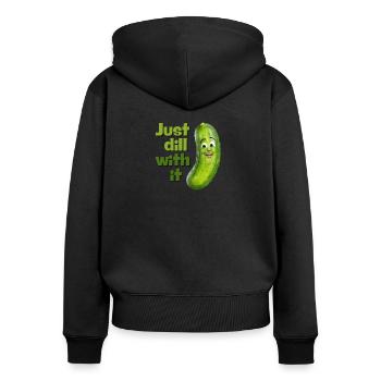 Kümmern Sie sich einfach darum - Frauen Premium Bio Zip Hoodie - Schwarz - Hinten - Julia (174cm)