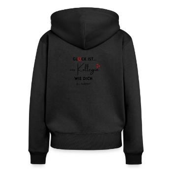 Glück ist eine Kollegin wie dich zu haben! - Frauen Premium Bio Zip Hoodie - Schwarz - Hinten - Julia (174cm)