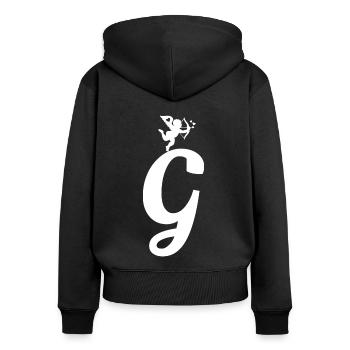 G - Frauen Premium Bio Zip Hoodie - Schwarz - Hinten - Julia (174cm)