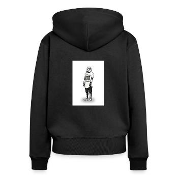 Klonsoldat - Frauen Premium Bio Zip Hoodie - Schwarz - Hinten - Julia (174cm)