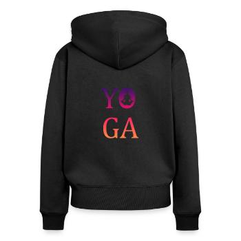 Yoga yoga - Frauen Premium Bio Zip Hoodie - Schwarz - Hinten - Julia (174cm)