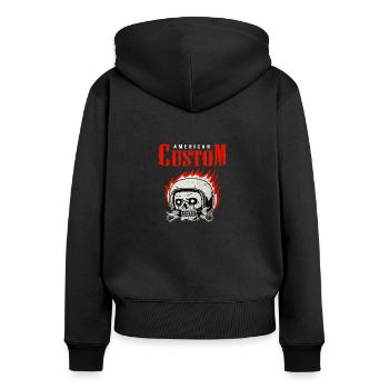 Biker Chopper Caferacer Motocycliste de la vieille école - Sweat à capuche zippé Premium bio Femme - noir - Dos - Julia (174cm)