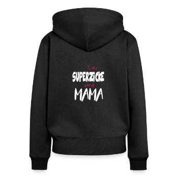 Schwangerschaft Mutterschaft Werdene Mama - Frauen Premium Bio Zip Hoodie - Schwarz - Hinten - Julia (174cm)