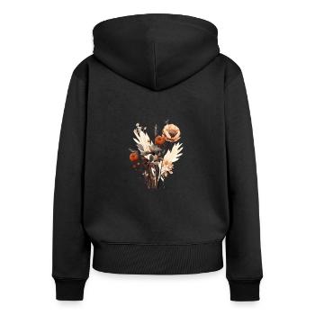 Fleur séchée - Sweat à capuche zippé Premium bio Femme - noir - Dos - Julia (174cm)