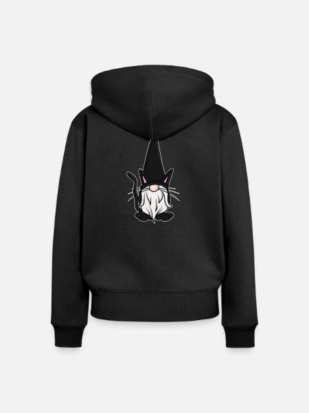 Katzen Gnome Gnomes - Frauen Premium Bio Zip Hoodie - Schwarz
