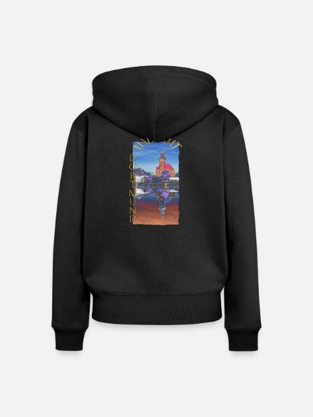 Historisches Dortmunder Hafenamt - Frauen Premium Bio Zip Hoodie - Schwarz