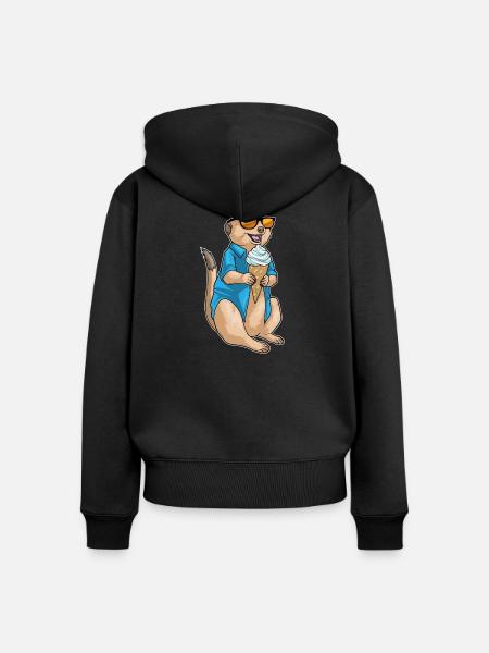 Erdmännchen Waffeleis - Frauen Premium Bio Zip Hoodie - Schwarz