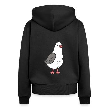 Taube - Frauen Premium Bio Zip Hoodie - Schwarz - Hinten - Julia (174cm)