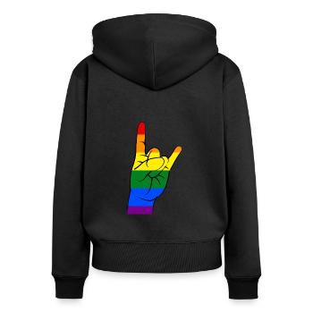 Rock On: Pride Colors Metal Sign - Women's Premium Organic Zip Hoodie - black - Back - Julia (174cm)