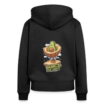 Avocado Heißluftballon - Guac's The Limit - Frauen Premium Bio Zip Hoodie - Schwarz - Hinten - Julia (174cm)