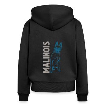 Malinois Silhouette Chien Berger Belge - Sweat à capuche zippé Premium bio Femme - noir - Dos - Julia (174cm)